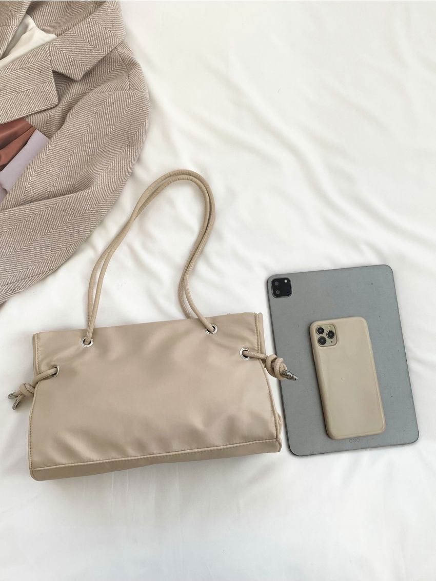 Eyelet Detail Shoulder Tote Bag Minimalist For Daily Life