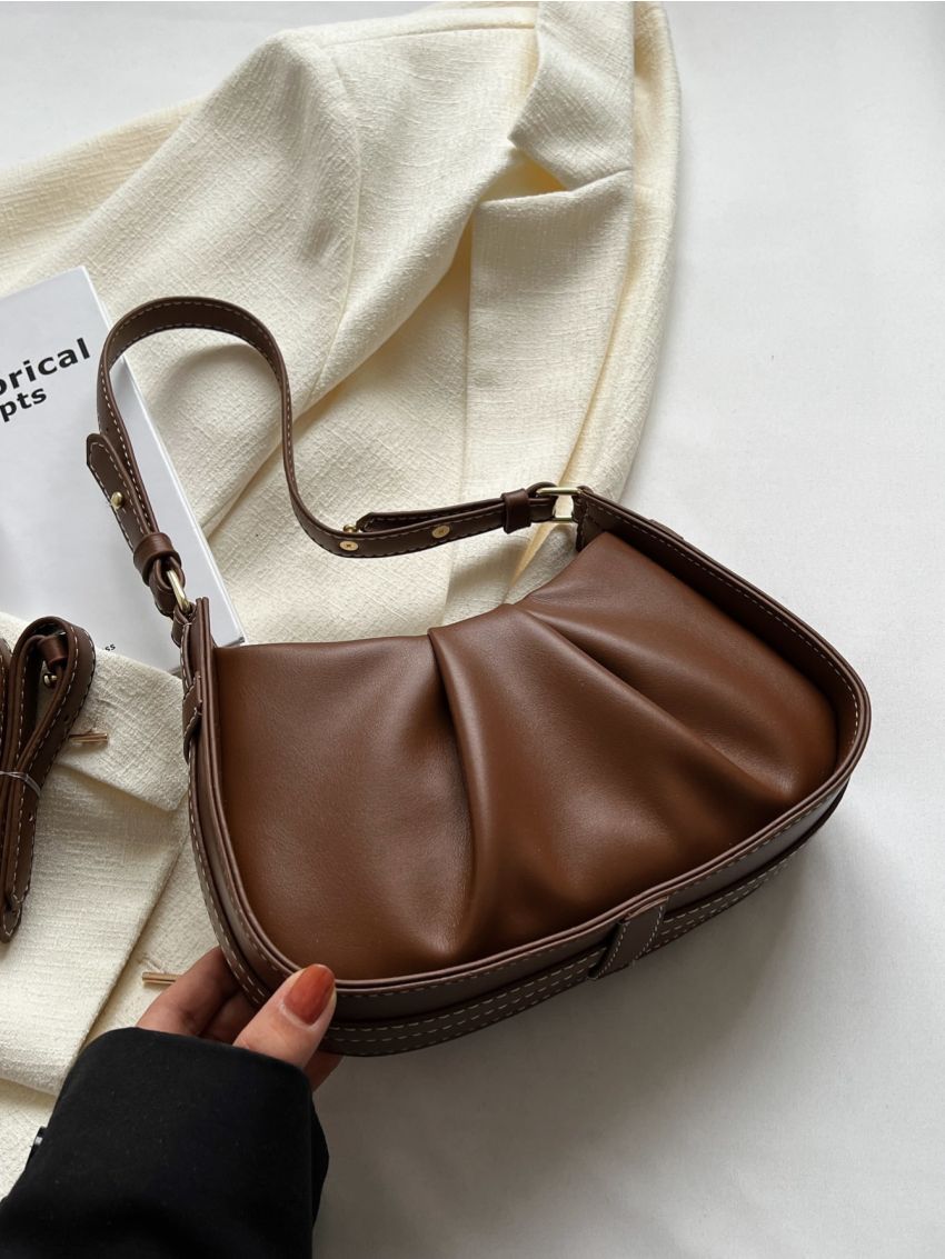 Small Hobo Bag Minimalist Ruched Detail