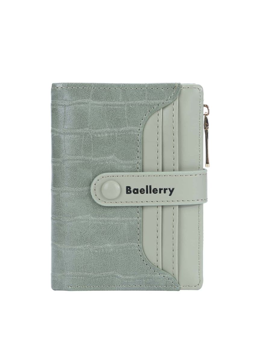 Crocodile Embossed Small Wallet Letter Graphic With Zipper PU