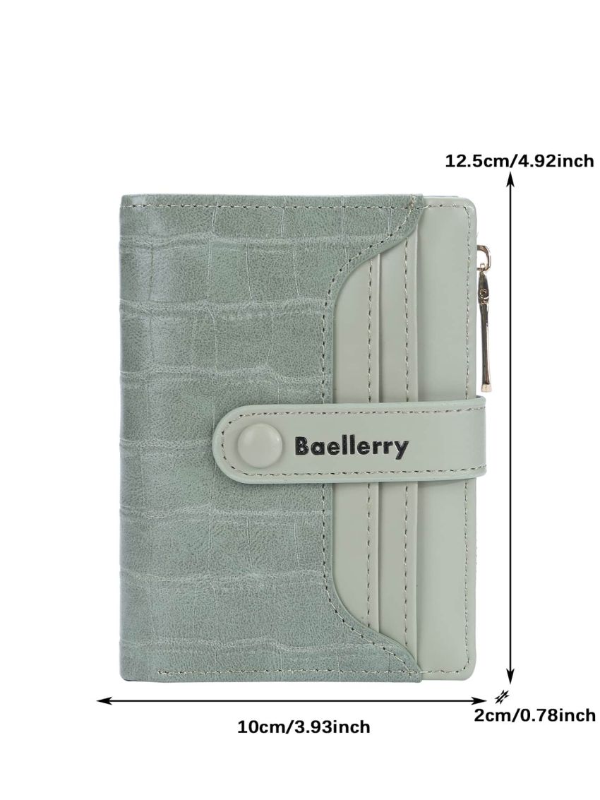 Crocodile Embossed Small Wallet Letter Graphic With Zipper PU