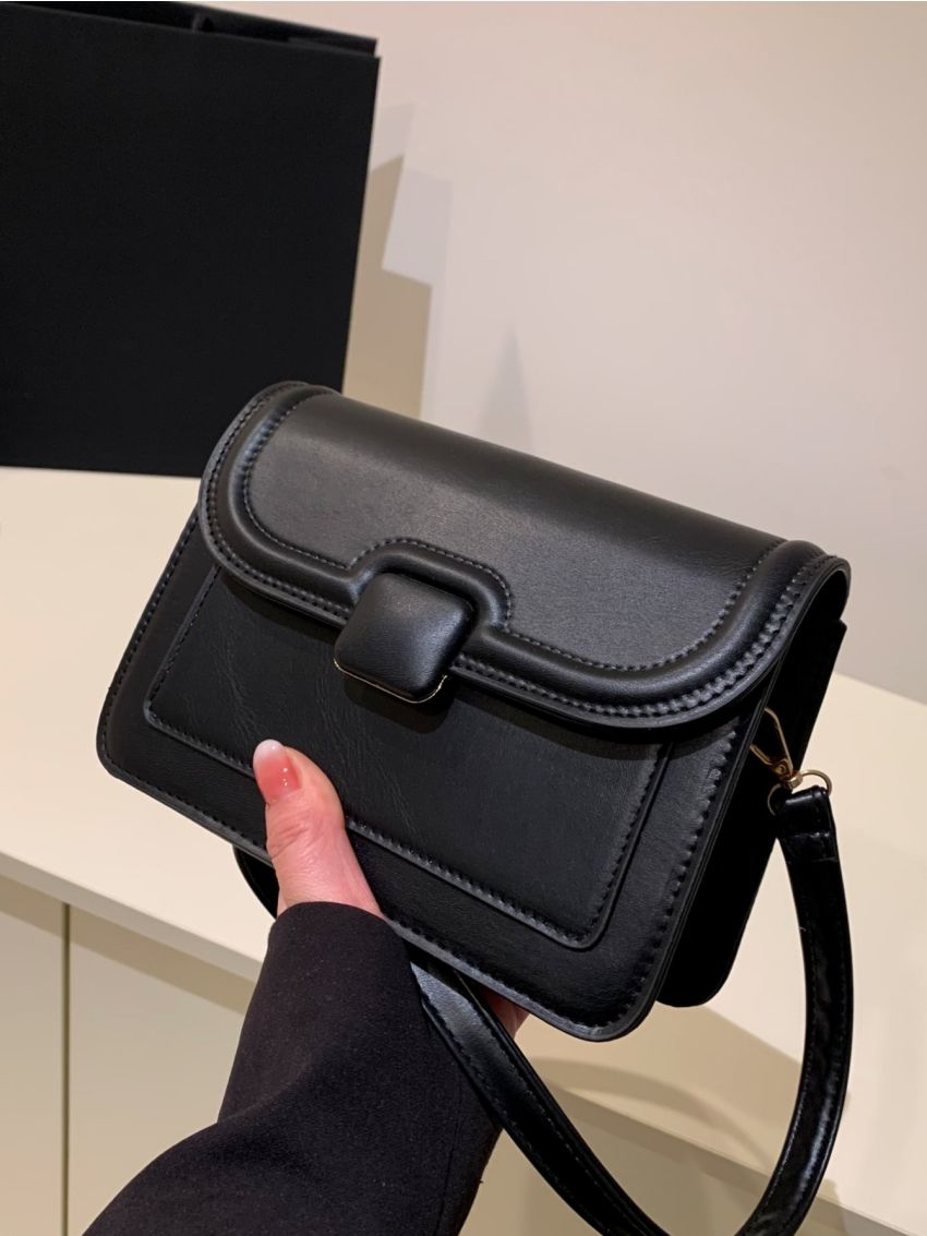 New Simple Magnetic Buckle Small Square Bag One Shoulder Crossbody Bag Retro Simple Mini