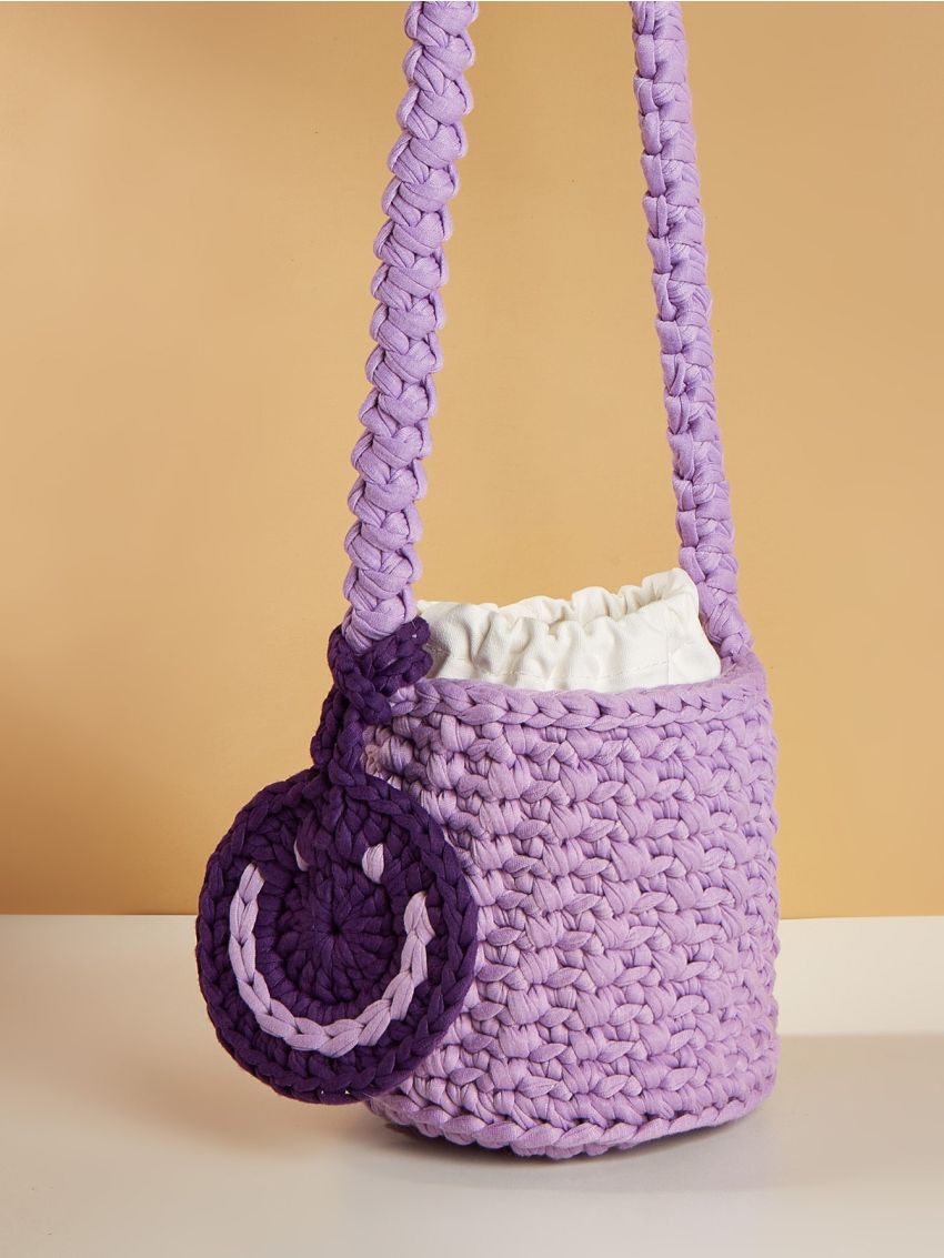 Mini Crochet Bag Expression Detail No-closure Cute Polyester