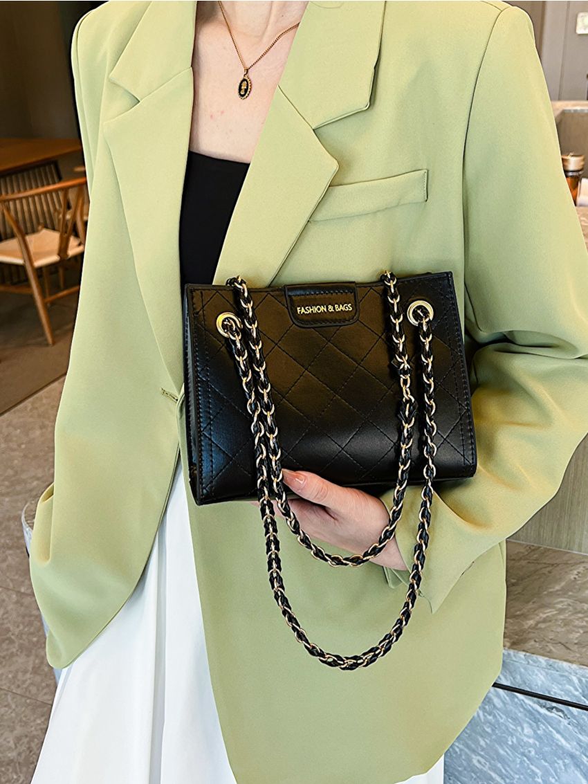 Mini Square Bag Letter Graphic Stitch Detail