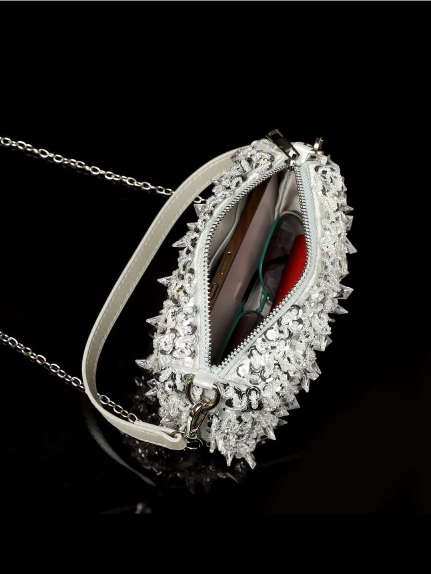 Mini Sequin Decor Colorblock Box Bag For Evening Party