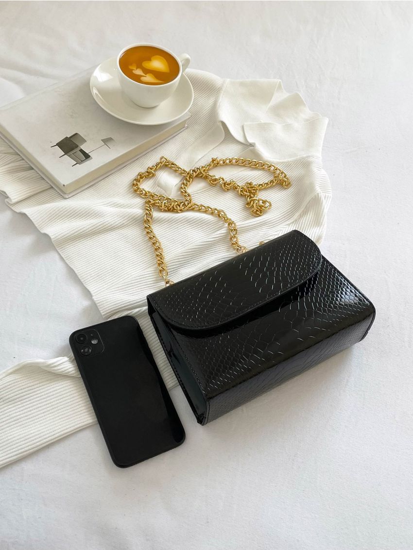 Mini Crocodile Embossed Square Bag for Women