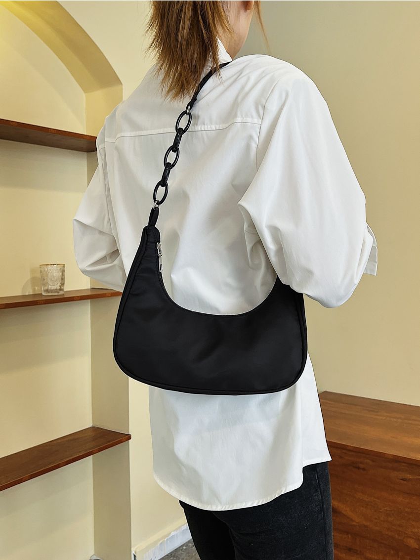 Medium Hobo Bag Minimalist Solid Color For Daily Outing