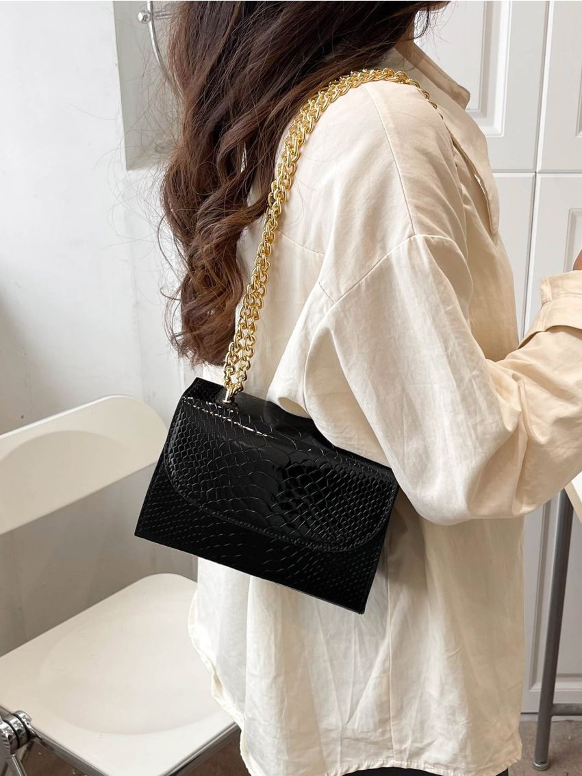 Mini Crocodile Embossed Square Bag for Women