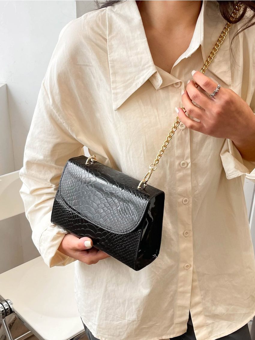 Mini Crocodile Embossed Square Bag for Women