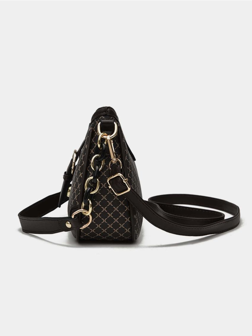 Geometric Pattern Chain & Buckle Decor Hobo Bag for Women