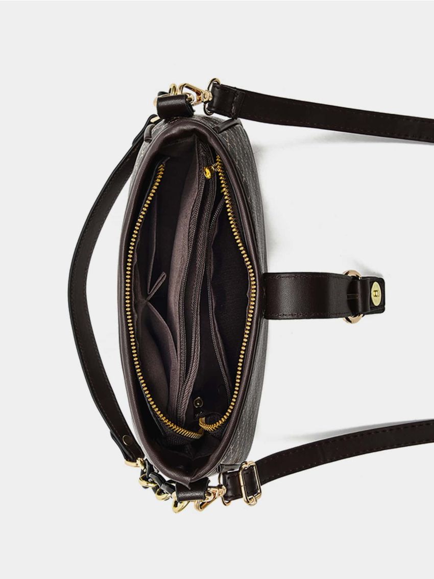 Geometric Pattern Chain & Buckle Decor Hobo Bag for Women