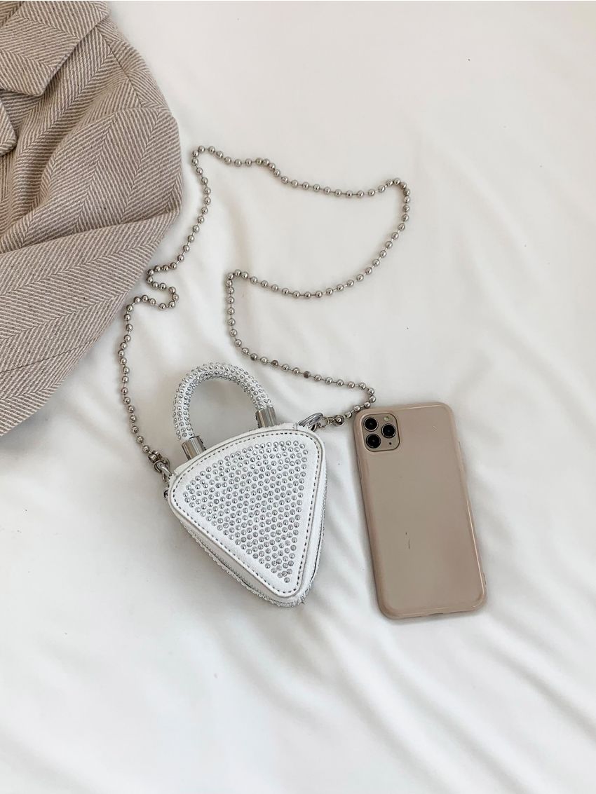 Mini Novelty Bag Studded Decor Chain Strap