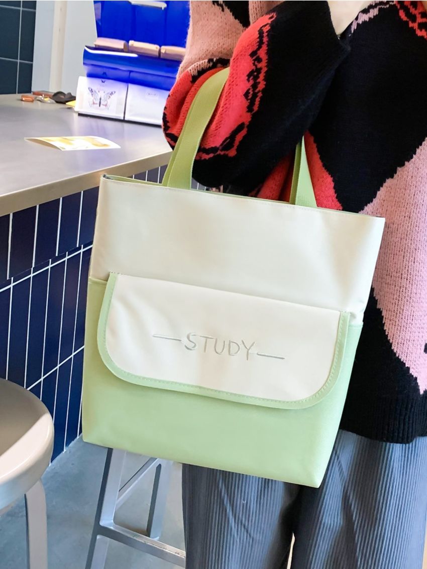 4pcs Letter Graphic Classic Backpack Set Tote Bag Square Bag Coin Purse With Bag Charm For School