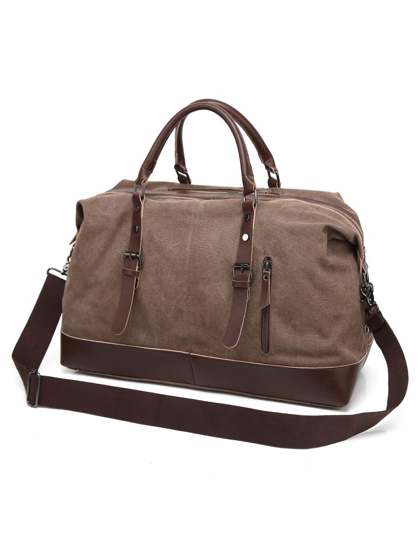 MARKROYAL Large-capacity Travel Bag Handbag Luggage Bag Fitness Photography Bag Canvas Bag Men And Women Shoulder Bag Coffee Brown