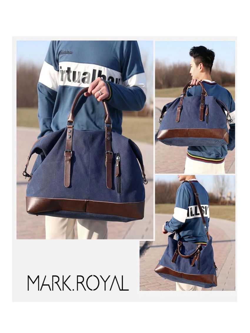 MARKROYAL Large-capacity Travel Bag Handbag Luggage Bag Fitness Photography Bag Canvas Bag Men And Women Shoulder Bag Blue