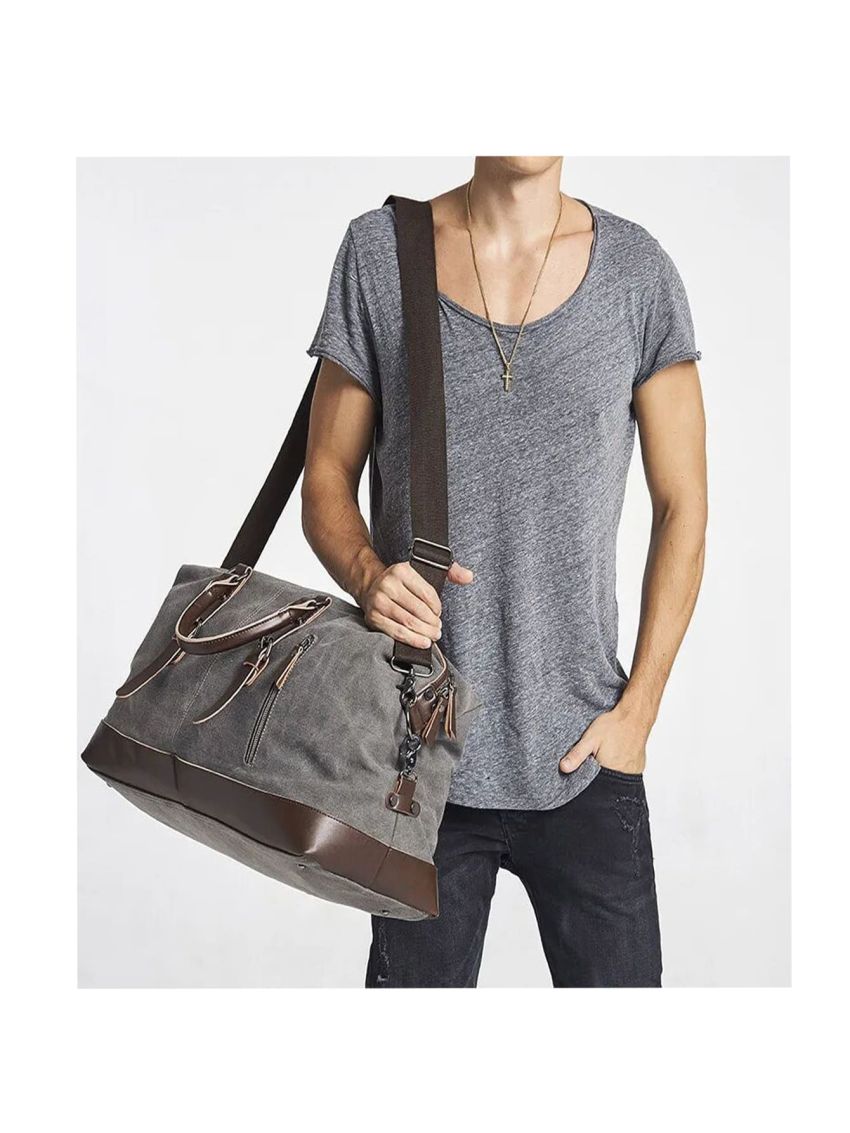 MARKROYAL Large-capacity Travel Bag Handbag Luggage Bag Fitness Photography Bag Canvas Bag Men And Women Shoulder Bag Gray