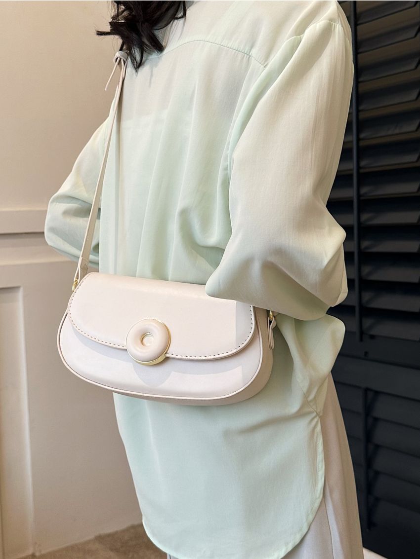 Small Saddle Bag White Minimalist Top Handle For Work