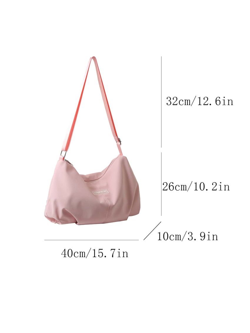 Large Capacity Hobo Bag Letter Patch Adjustable Strap For Gym