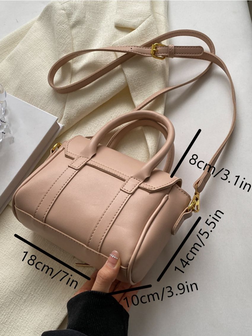 Mini Square Bag Dusty Pink Turn Lock Flap For Work