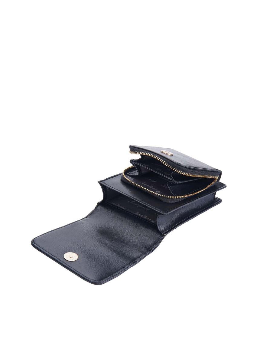 Quilted Phone Wallet Metal Decor Credit Card Holder For Daily