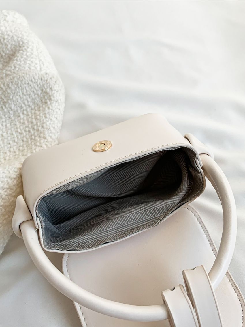 Mini Square Bag White Minimalist Flap For Daily