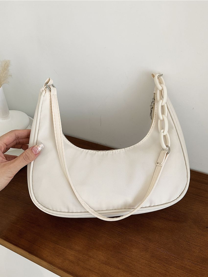Medium Hobo Bag Minimalist Solid Color For Daily Outing