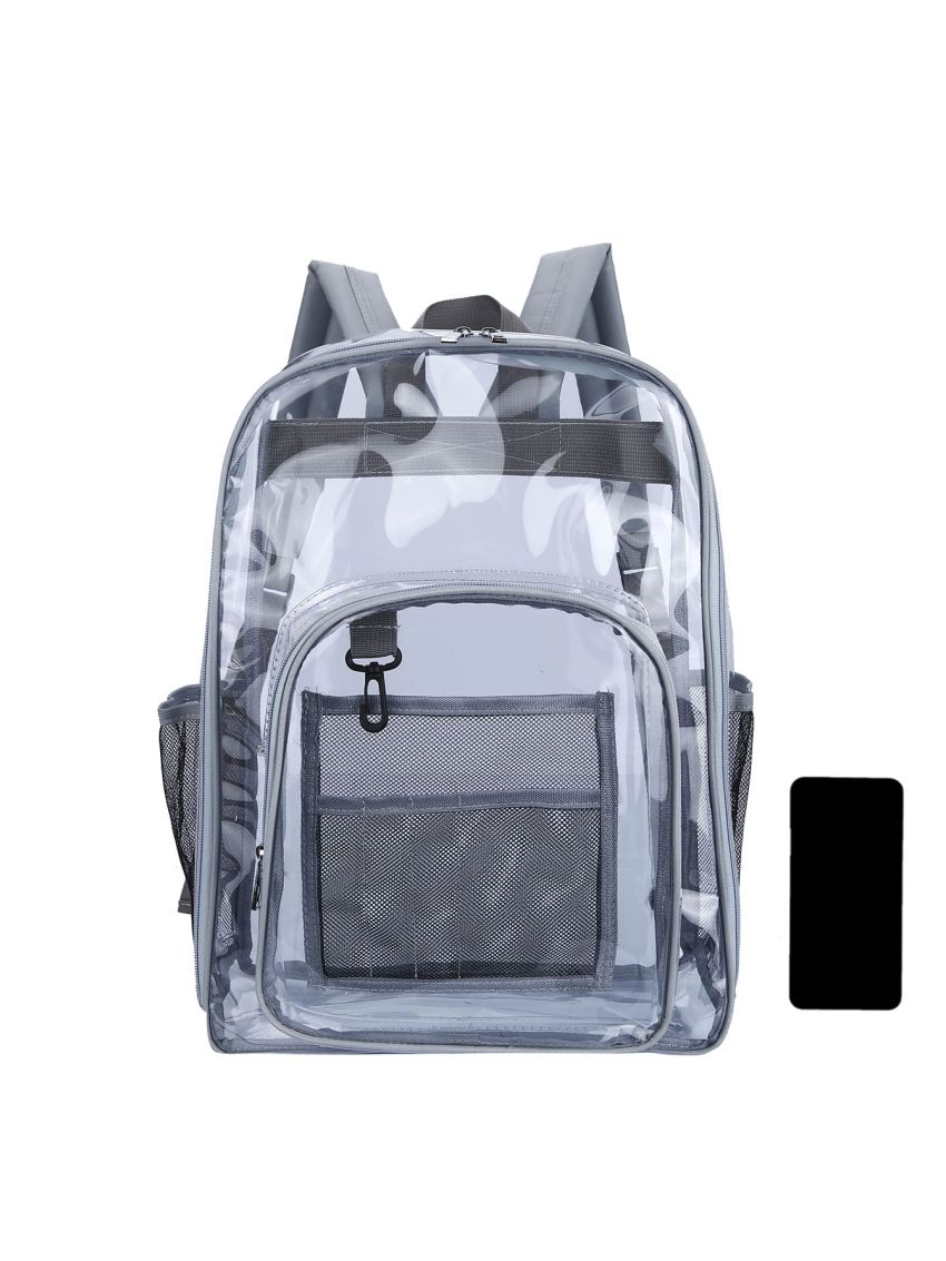 Clear Classic Backpack Pocket Front Fashion For School