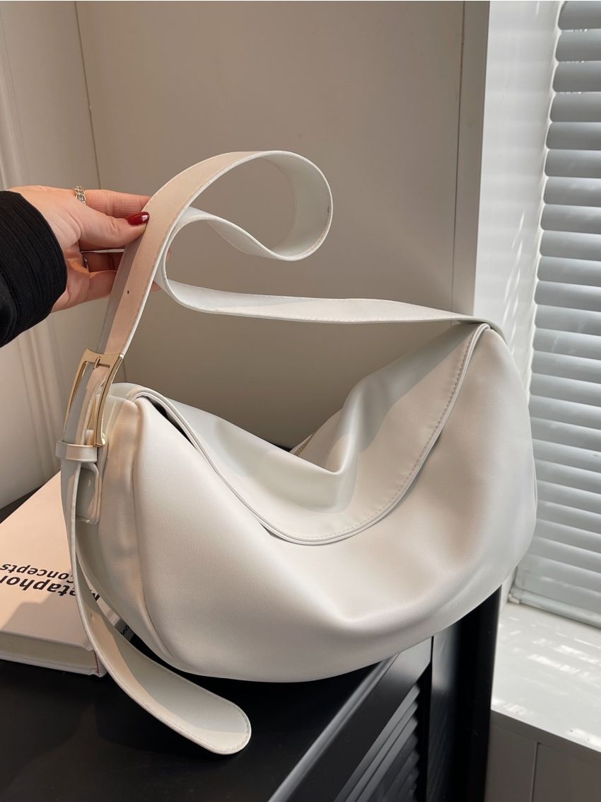 Minimalist Hobo Bag PU Black For Daily Life