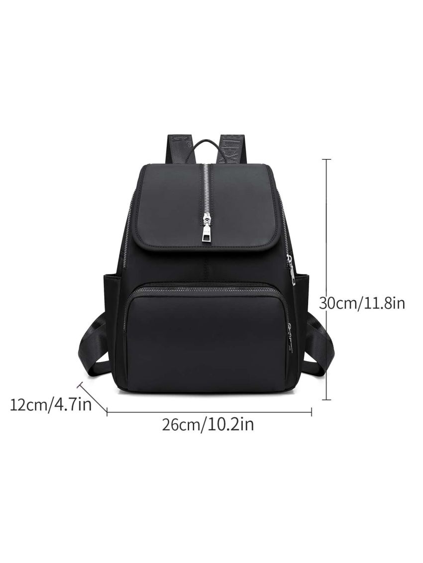 Pocket Front Flap Backpack Polyester Preppy For School