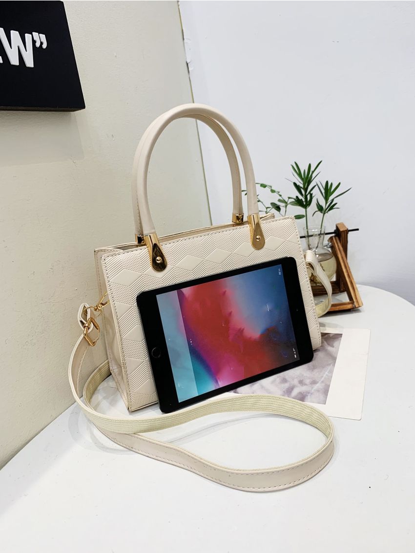 Geometric Embossed Square Bag PU For Daily Life