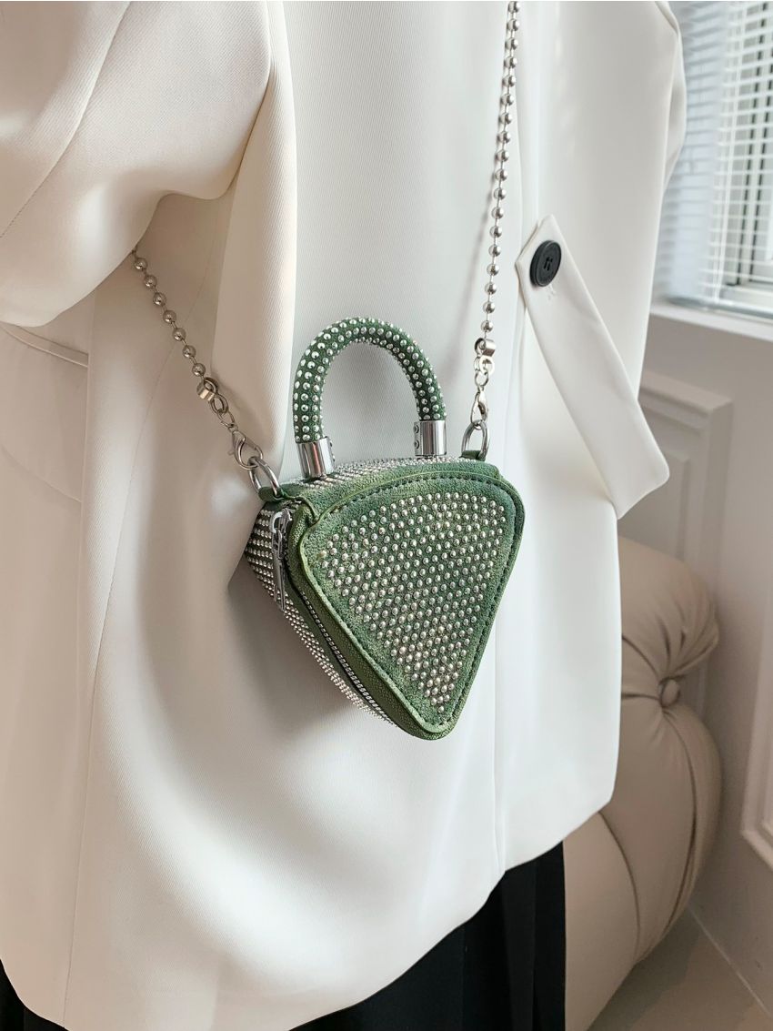 Mini Novelty Bag Studded Decor Chain Strap