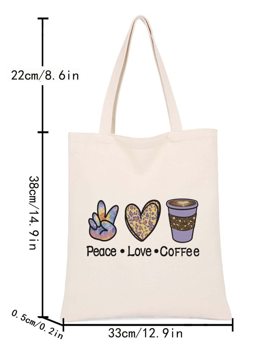 Small Shopper Bag Letter & Cartoon Graphic