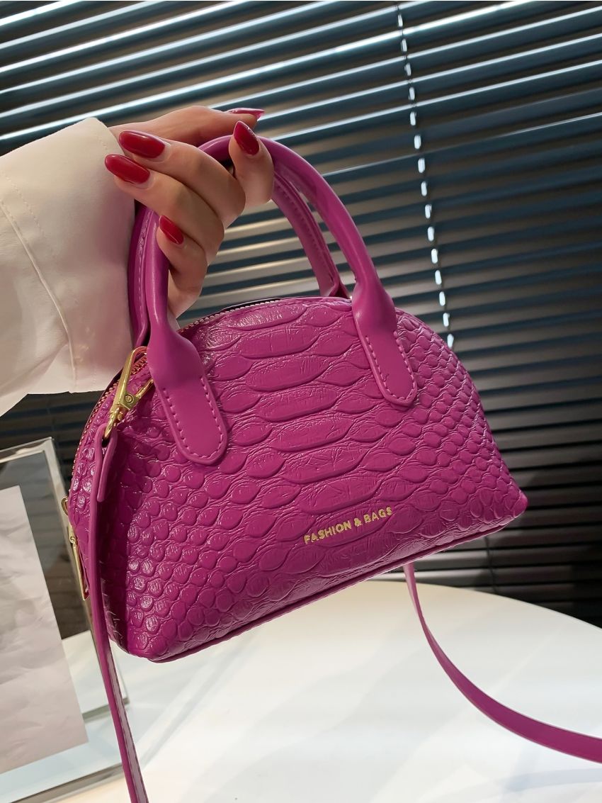 Mini Letter & Crocodile Embossed Dome Bag for Women