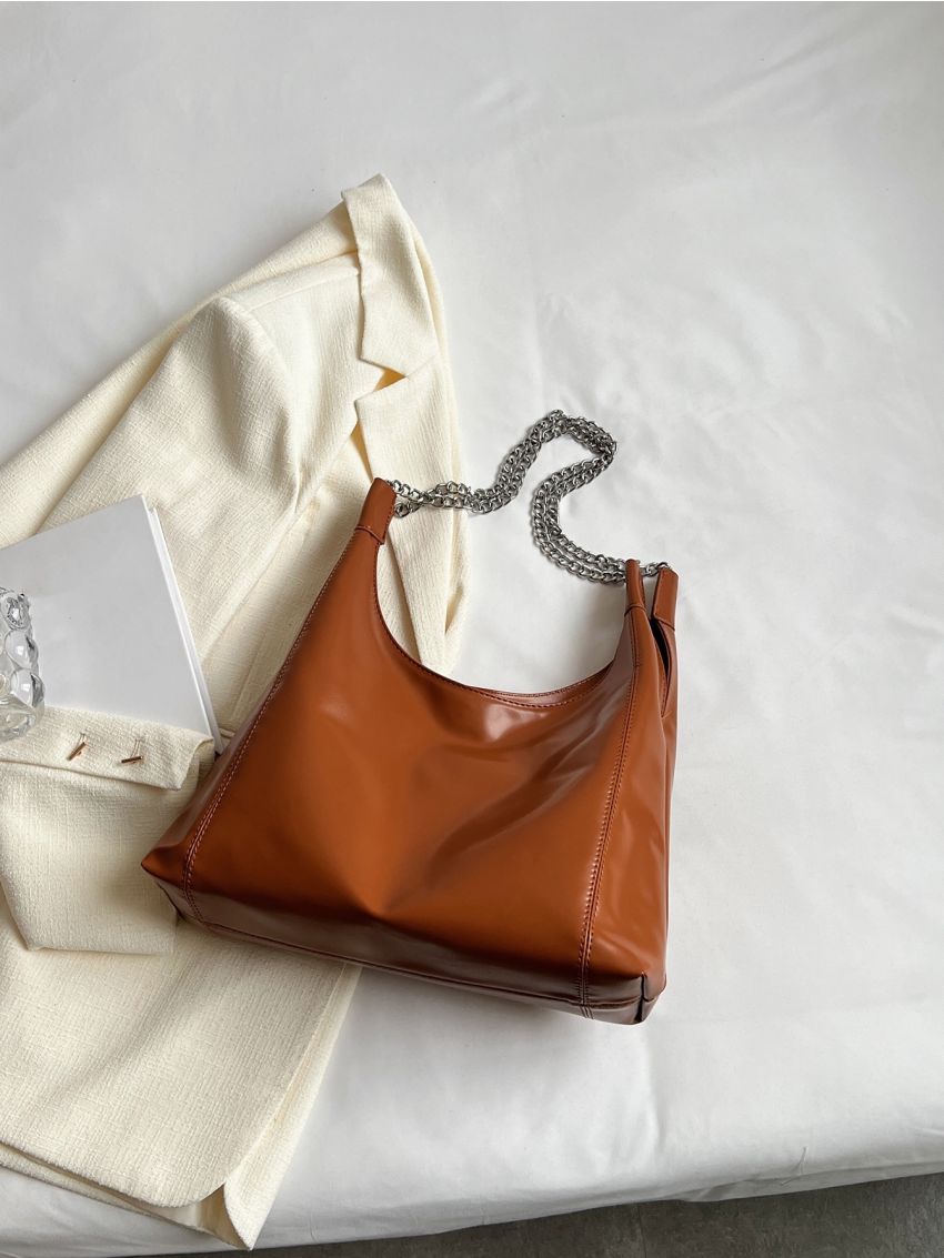 Minimalist Vintage Brown Shoulder Tote Bag for Women