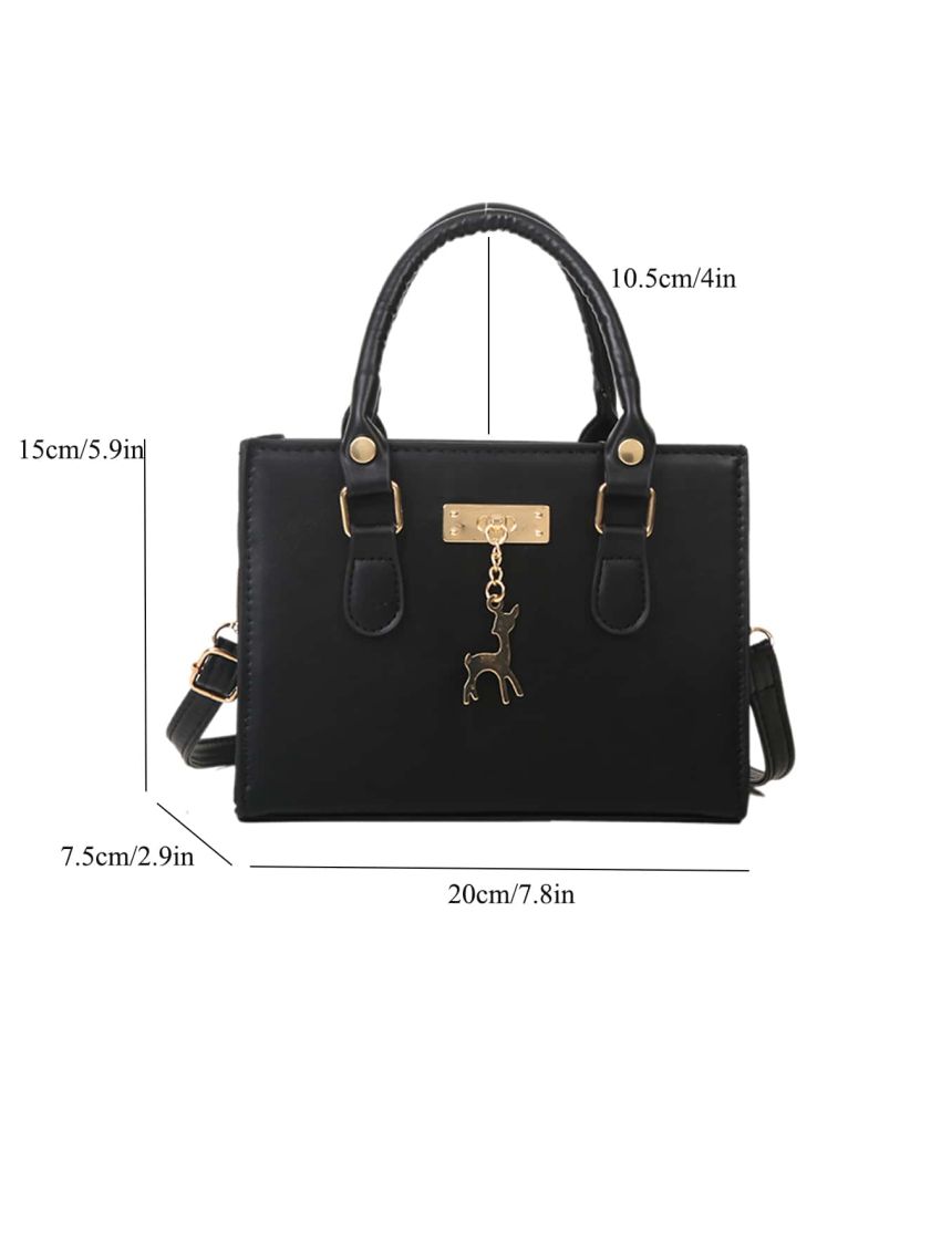 Mini Metal Decor Square Bag Fashion Black