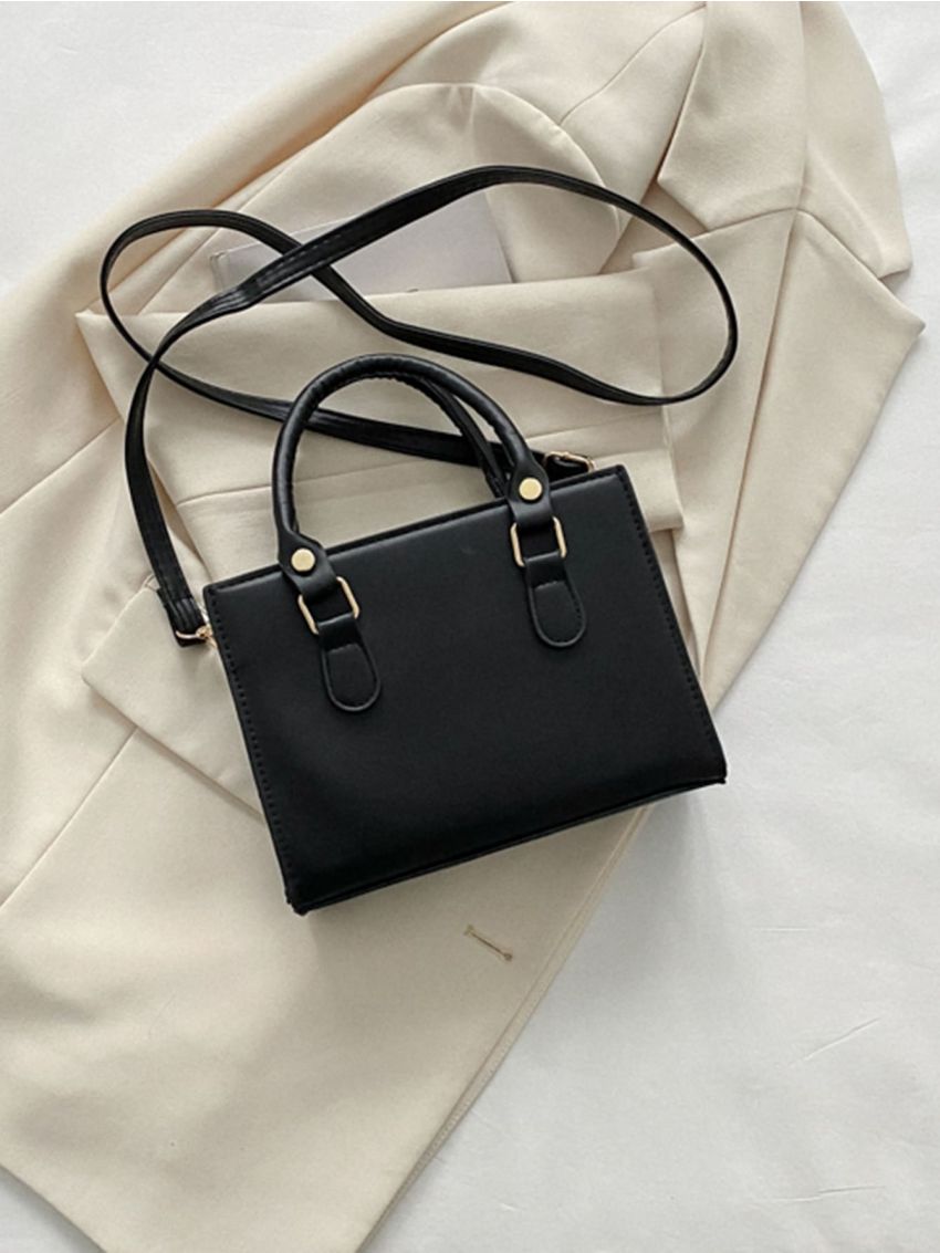 Mini Metal Decor Square Bag Fashion Black