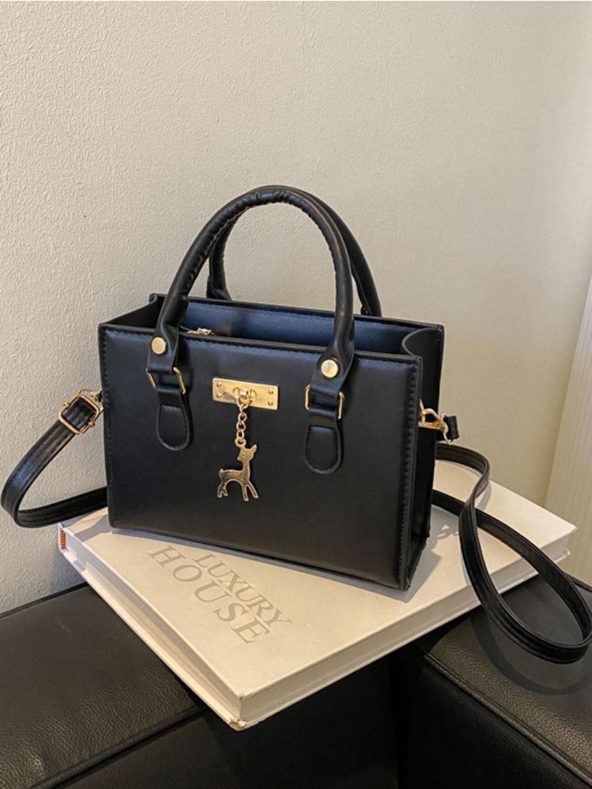 Mini Metal Decor Square Bag Fashion Black