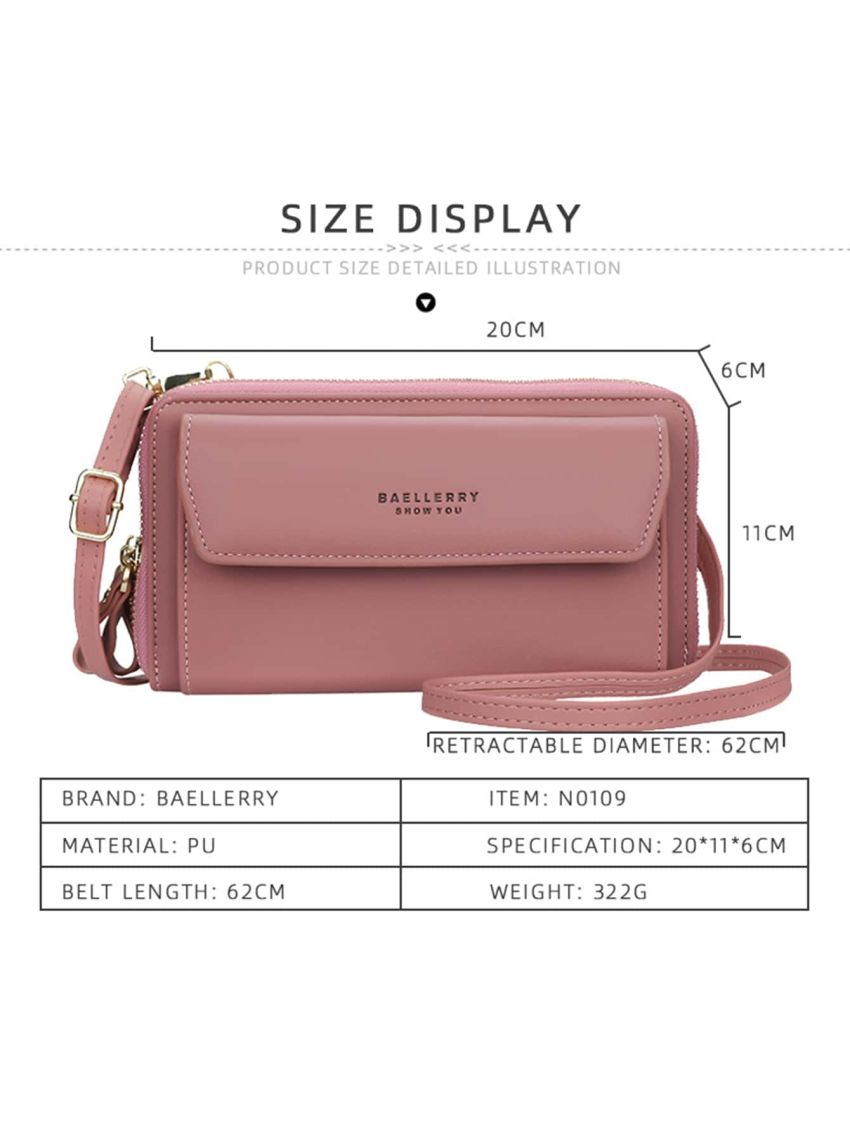 Fashion Women's Long Wallet Double Zipper Large Capacity Cross Bag Mobile Phone Bag
