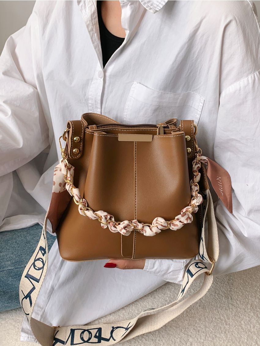 Twilly Scarf Decor Bucket Bag