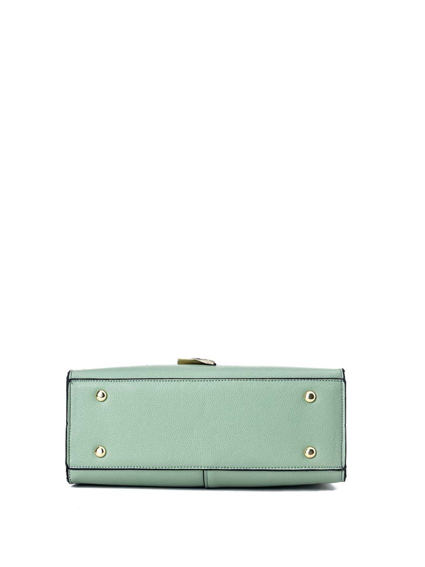 Random Twilly Scarf Decor Top Handle Bag PU Litchi Embossed For Daily Life