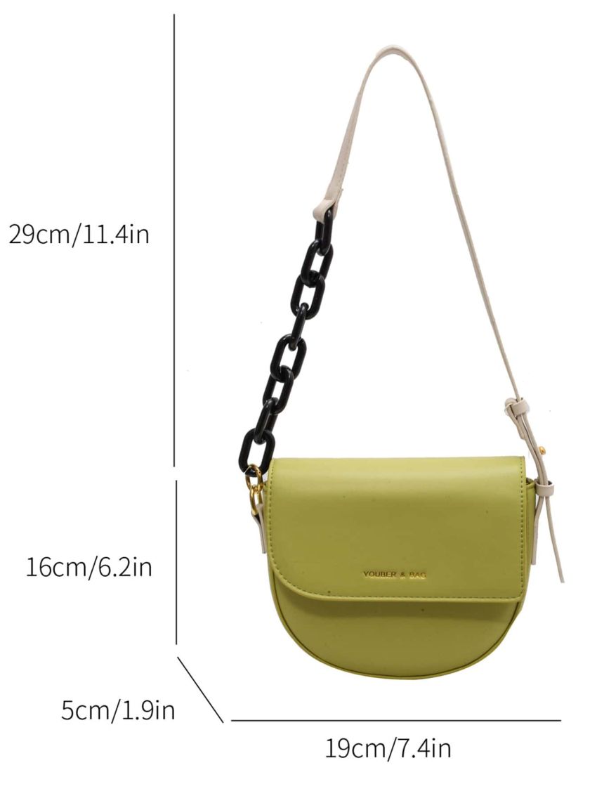 Mini Saddle Bag Letter Detail Flap PU For Daily Life