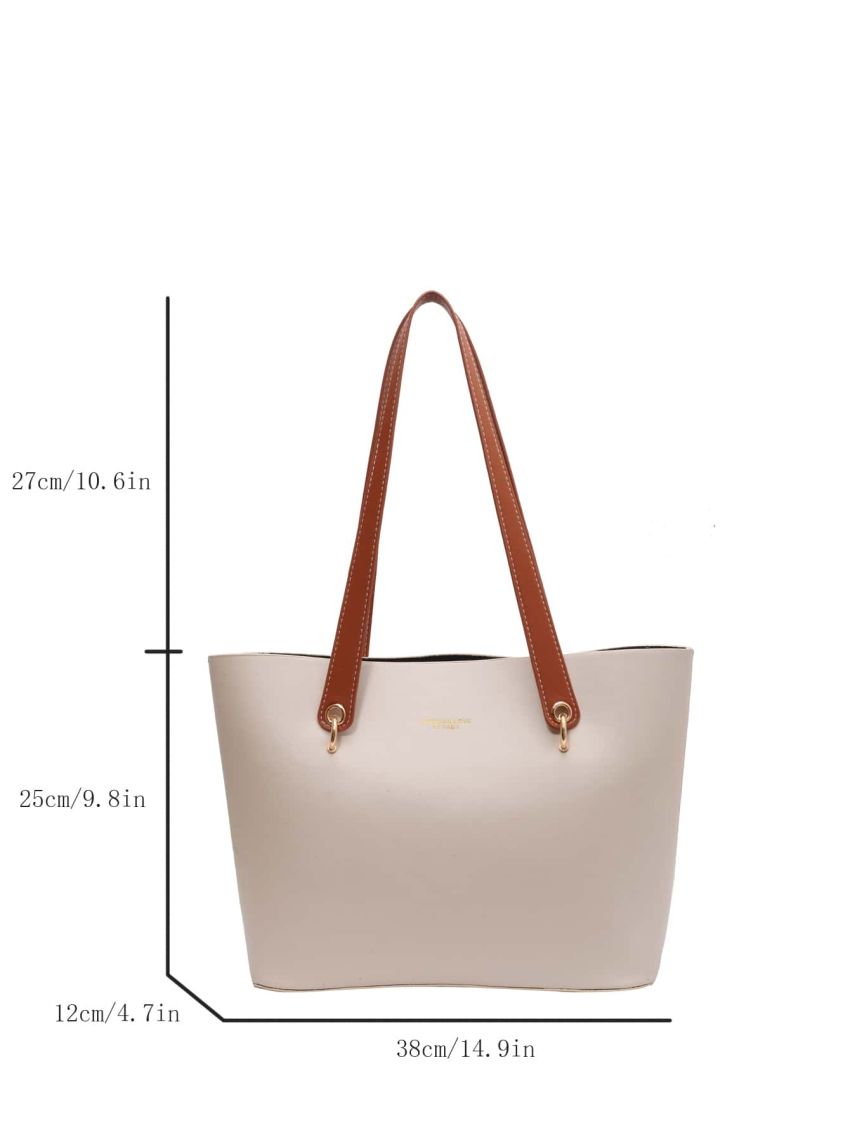 Letter Detail Shoulder Tote Bag PU For Daily Life