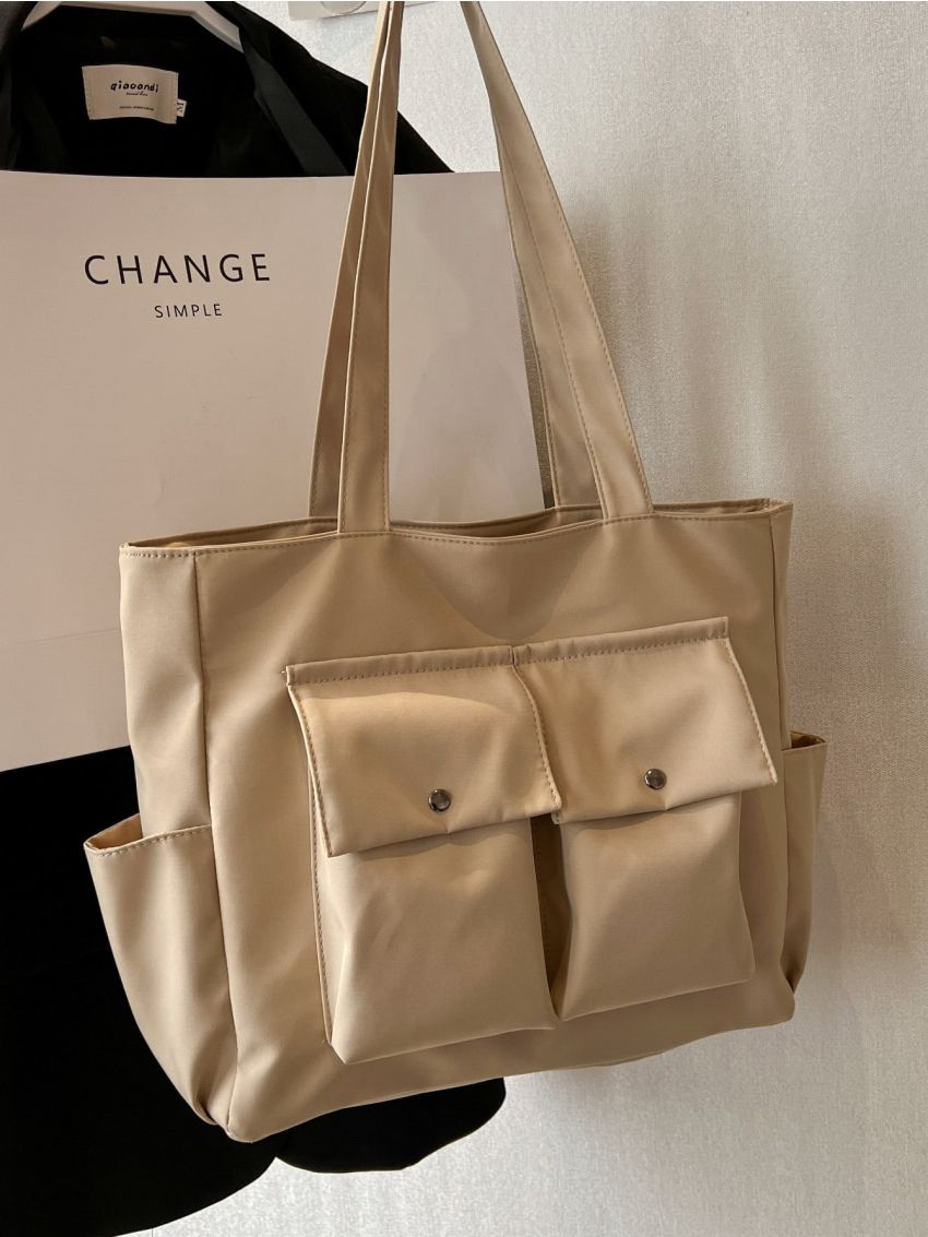 Pocket Front Shopper Bag Minimalist For Shopping