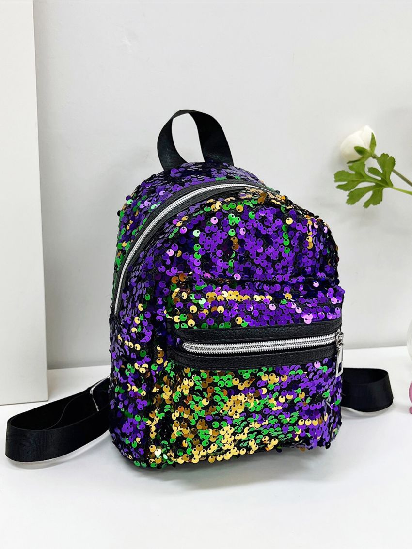 Mini Classic Backpack Sequin Decor Glamorous For Daily Life