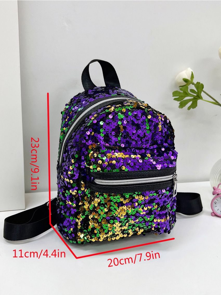 Mini Classic Backpack Sequin Decor Glamorous For Daily Life