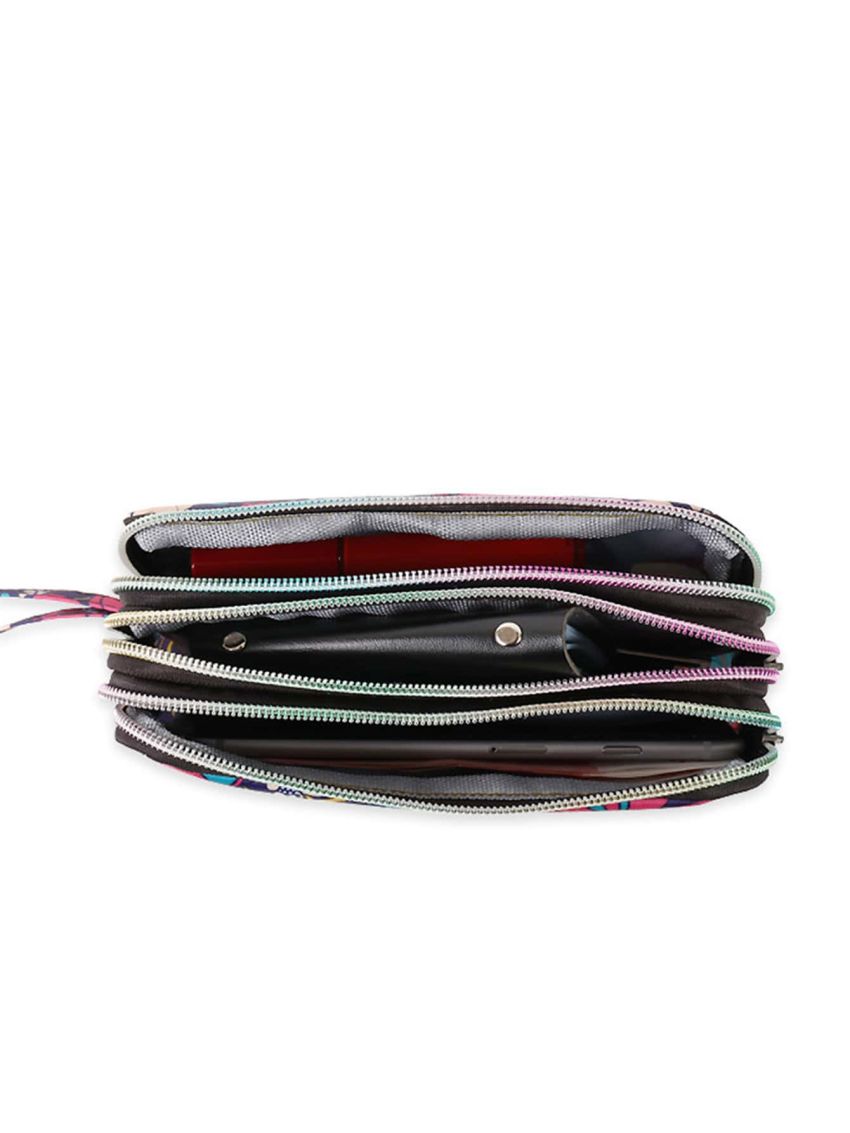 Floral Pattern Long Wallet Multi-Zipper Waterproof