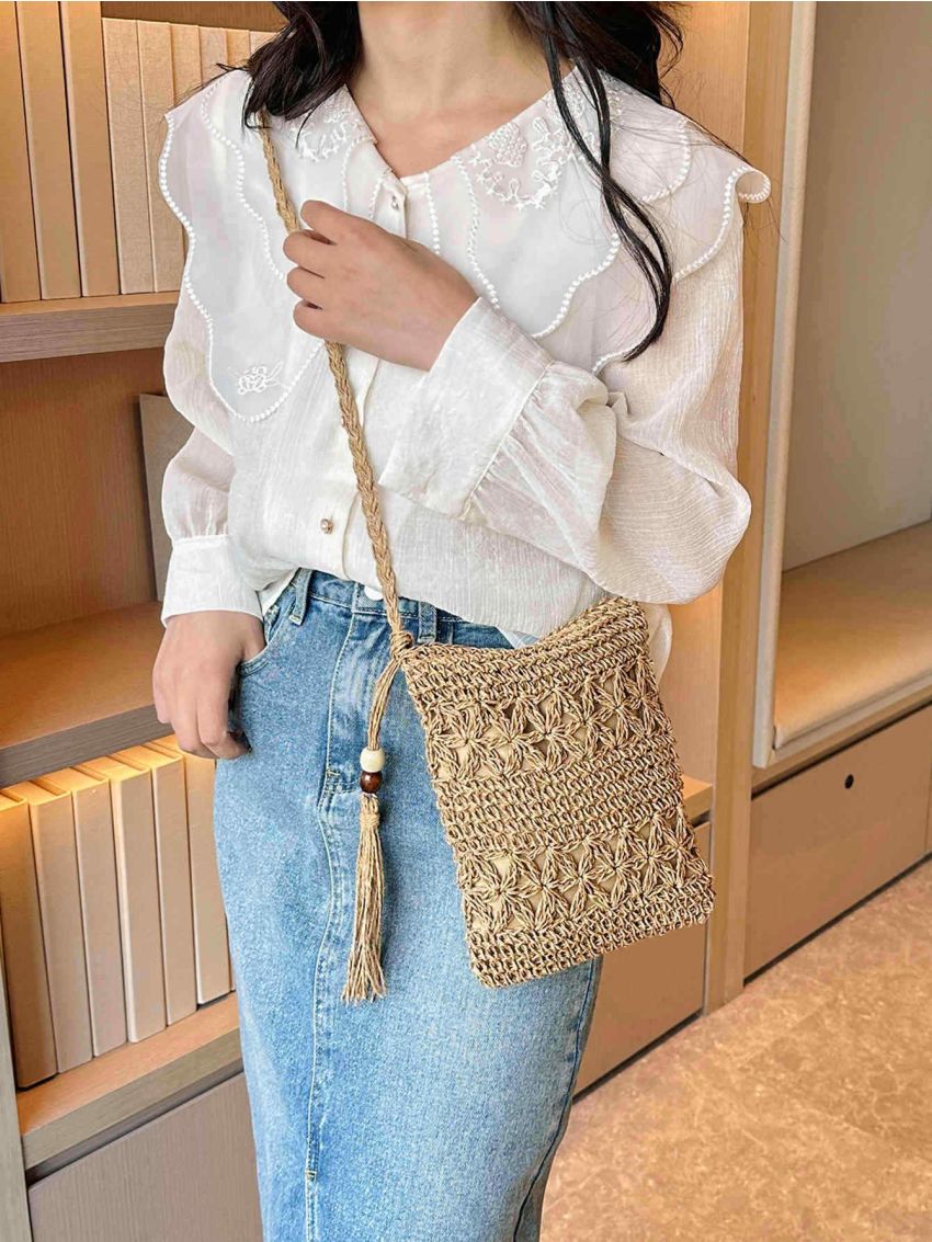 Mini Straw Bag Tassel Decor