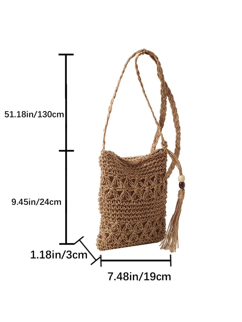 Mini Straw Bag Tassel Decor