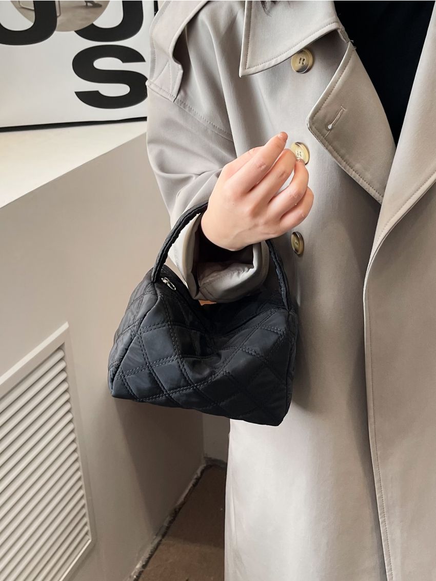 Mini Hobo Bag Quilted Pattern Minimalist