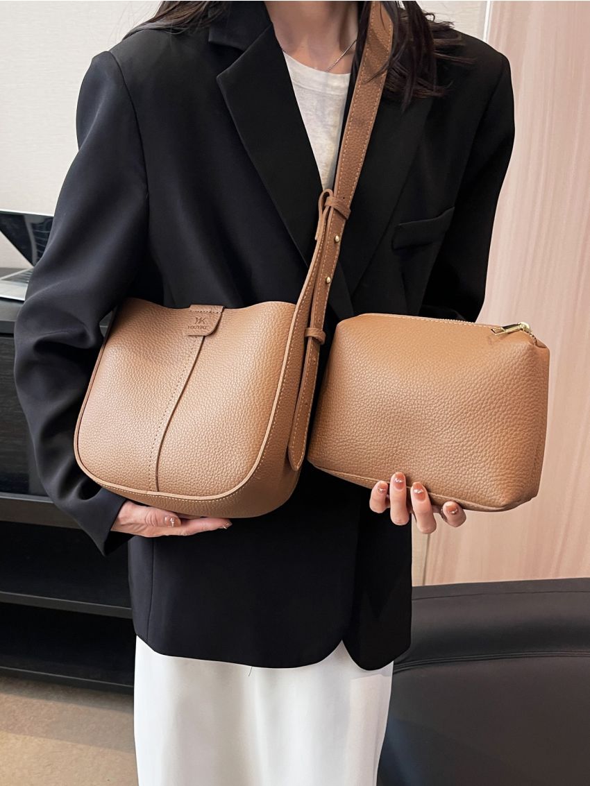 Letter Detail Square Bag for Women With Inner Pouch