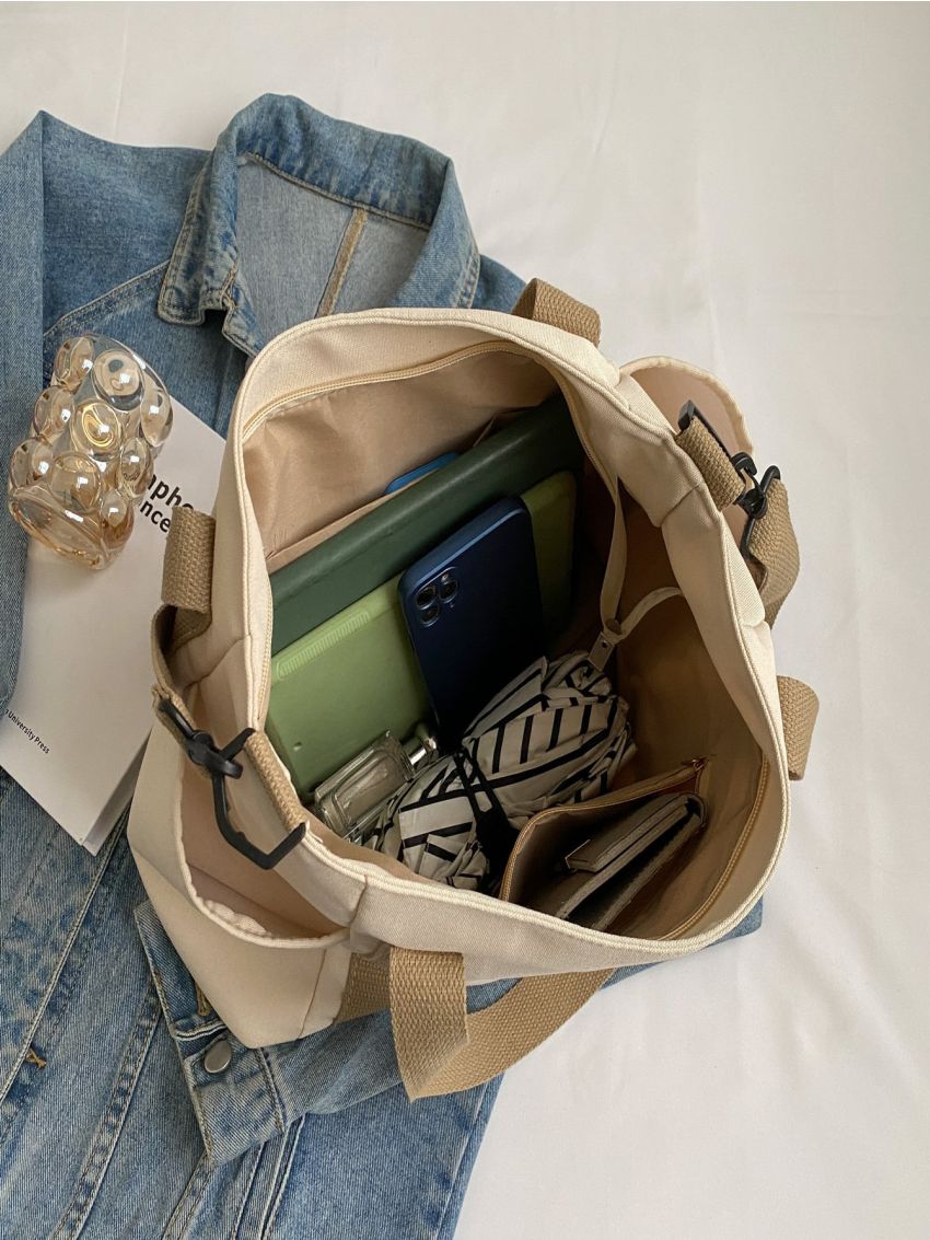 Colorblock Casual Shopper Bag Double Handle